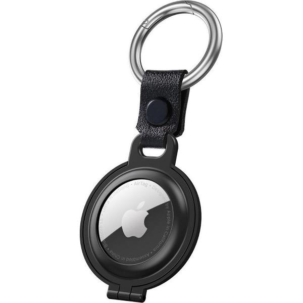 Apple AirTag Sleutelhanger Aluminium Bescherm Case met Haak Zwart