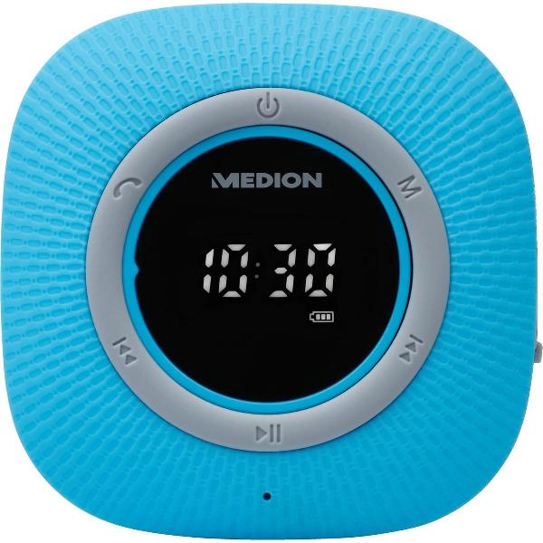 MEDION LIFE P66096 Bluetooth Douche Radio | LED-Display | FM radio | IPX6 waterdicht | 3 Watt RMS | Blauw