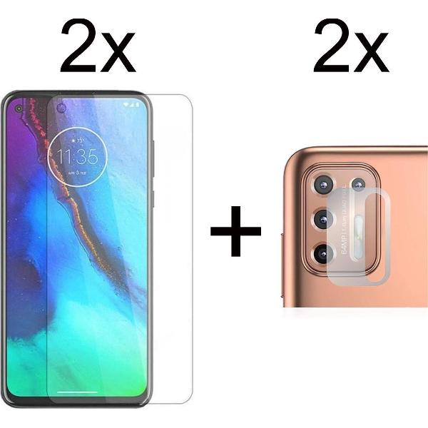 Beschermglas Motorola G9 Plus screenprotector 2 stuks - Motorola G9 Plus screen protector camera lens - 2 stuks - Motorola G9 Plus screenprotector glas