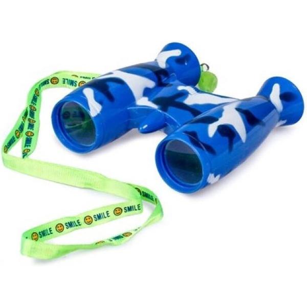 Kinder speelgoed verrekijker blauw voor peuters 9 cm - Safari verkennen - Ontdekkingsreis - Verrekijkers voor kinderen
