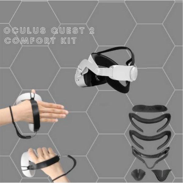 Oculus Quest 2 VR Accessoires Comfort Kit - Elite Strap 2.0 - 6 Delige Face Kit - Knuckle Strap - Hygiënisch en comfortabel