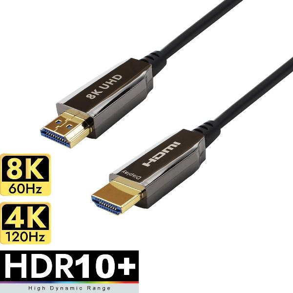 Gecertificeerde Actieve Optische HDMI 2.1 kabel 5 meter - Ultra High Speed - 10K@30Hz / 8K@60Hz / 4K@120Hz - 48 Gbps | Qnected®