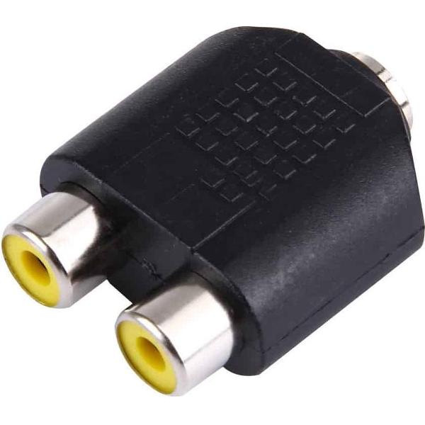 3.5mm female naar 2 RCA vrouwelijke adapter (zwart)
