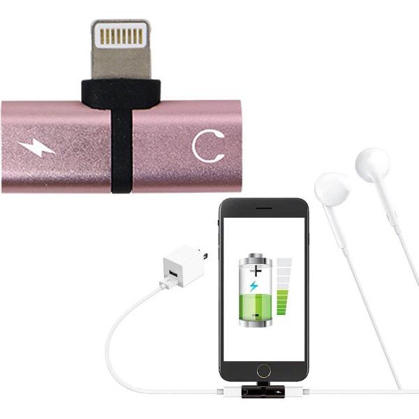 New Mini 2-in-1 Lightning iOS Multi-Function Connector Adapter with Charge Port and Headphone Jack Work up to IOS12 (Rose Gold)