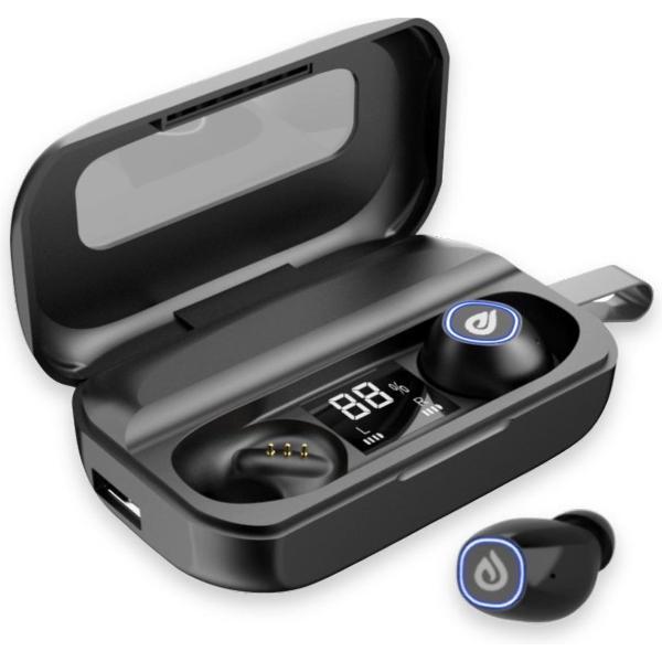 E-PRIME ACE Sport- Volledig Draadloze Oordopjes - Bluetooth Oortjes- 140 uur Totale Luistertijd - Earbuds Met Oplaadcase - Sport & Fitness - Ipx7 Waterproof - Geschikt voor Apple & Samsung - Zwart