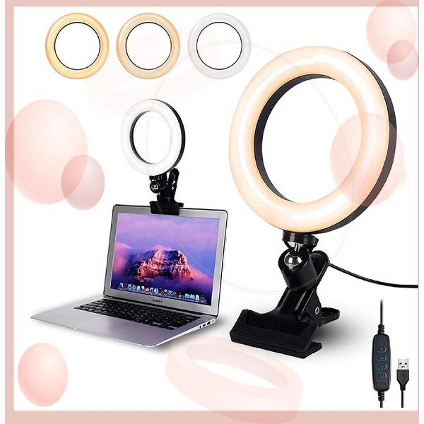Ringlamp met Statief LED - Ring Lamp - Ringflitser USB - Ringlight - 3 Licht niveaus - Tik Tok - Instagram - Youtube - 2021