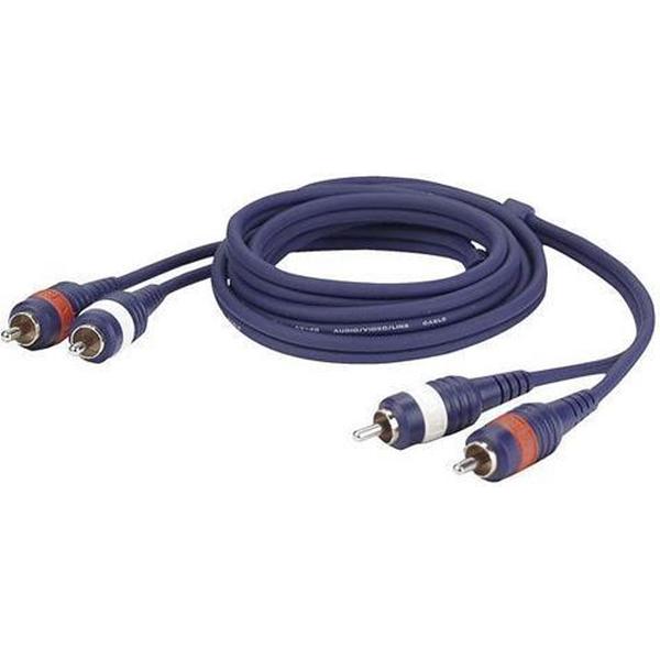 Hyperwire - Stereo audio aansluitkabel - 2x RCA (Tulp) naar 2x RCA (Tulp) - 2.5meter