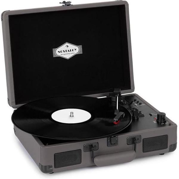 auna Peggy Sue BT Platenspeler 33, 45 en 78 rpm - stereoluidsprekers - USB - Bluetooth - AUX - Retro koffer-design - Antraciet