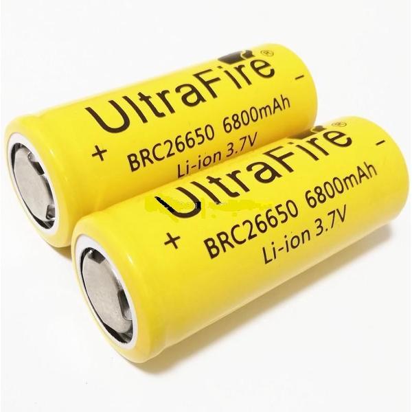 2x UltraFire 26650 6800mAh Oplaadbare Li-ion Batterij