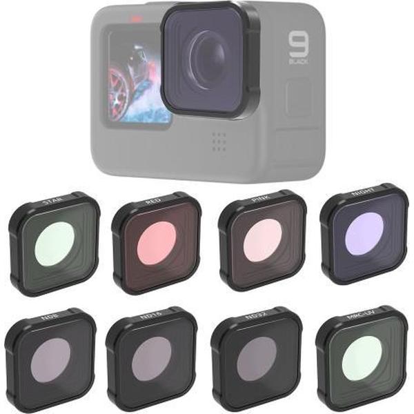 JSR KB-serie STAR + MCUV + NIGHT + Diving Red + Diving Pink + ND8 + ND16 + ND32 Lensfilter voor GoPro HERO9 Black