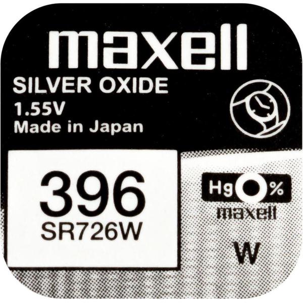 MAXELL 396 / SR726W zilveroxide knoopcel horlogebatterij 2 (twee) stuks