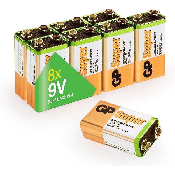 GP Super Alkaline batterijen 9V batterij 9 volt batterij 6LR61 - 8 stuks -