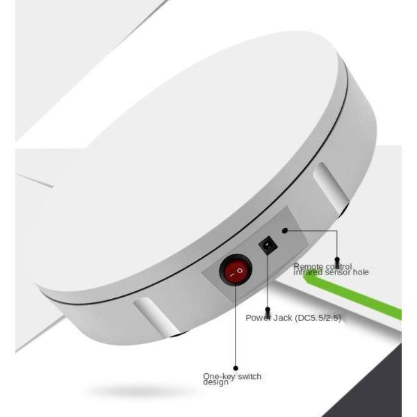 Draaiplateau wit 22 cm voor fotostudio - fotografie - elektrisch draaiplateau - meerdere snelheden en standen - 360 graden - draaischijf - draaibaar - roterende draaischijf