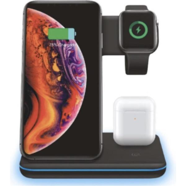 3-in-1 Draadloze Oplader / wireless charger 3 in 1 station stand dock Charger Voor Smartphone - Smartwatch - Airpods en Buds – HiCHiCO