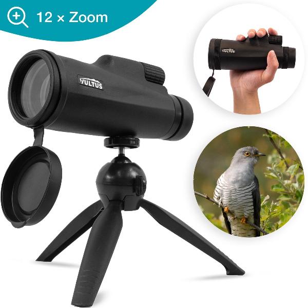 Vultus Monokijker – 12x50 – Monoculair met Statief – Vogelkijker Inclusief Handstrap – Verrekijker Vogelsspotten – Monokijker Verrekijker – Vultus Obscur