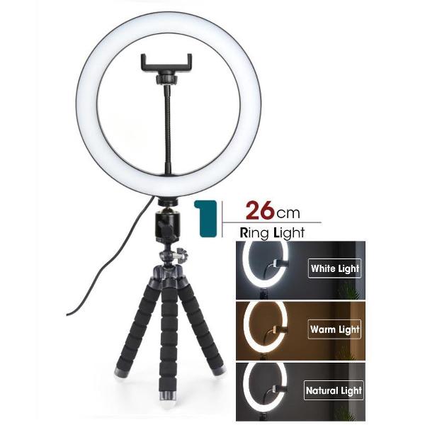 26 Cm Ringlicht Desktop Fotografie Licht Led Selfie Flash Dimbare Camera Telefoon Ring Lamp Voor Make Video Live foto Studio zoomfoon