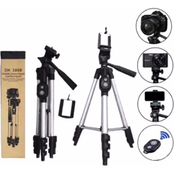 HiCHiCO Camerastatief, Smartphone Statief, Tripod Voor Fotocamera en Smartphone - iPhone - Canon – Nikon - Spiegelreflexcamera + Bluetooth Remote Shutter en Waterpas