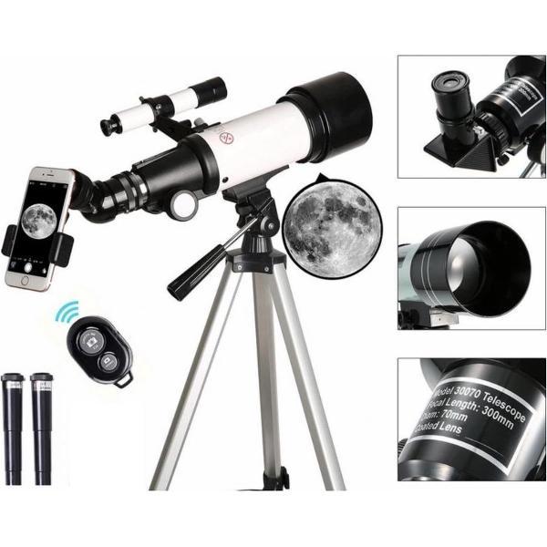 EFLO® Refractor Telescoop met Sterrenzoeker - Incl. Bluetooth - Microscoop - Smartphone Adapter - 70/300MM