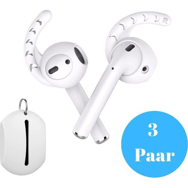 KELERINO. 3 Paar Earhooks / Oorhaken voor Airpods 1 & 2 inclusief Opbergcase - Wit