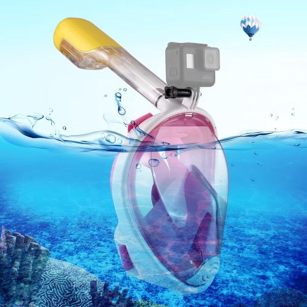 PULUZ 220 mm Buis Watersport Duikuitrusting Volledig droog snorkelmasker voor GoPro NIEUW HERO / HERO6 / 5/5 sessie / 4 sessie / 4/3 + / 3/2/1, Xiaoyi en andere actiecamera's, L / XL maat (roze)