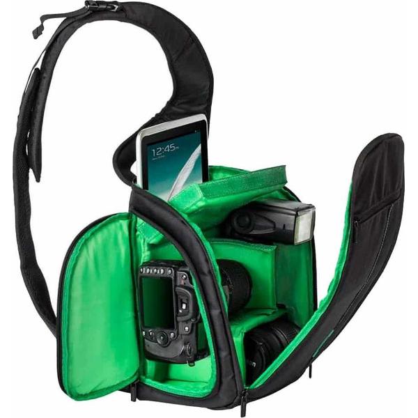 INDEPMAN DL-B011 Portable Krasbestendig Buitensport Sling Schoudertas Borstpakket Micro Single Camera Bag Phone Bag voor GoPro, SJCAM, Nikon, Canon, Xiaomi Xiaoyi YI, Apple, Samsung, Huawei, maat: 30 x 18 x 26 cm (groen )