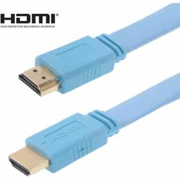 1.5m vergulde HDMI naar HDMI 19Pin platte kabel, 1.4 versie, ondersteuning HD TV / XBOX 360 / PS3 / projector / dvd-speler enz. (Babyblauw)