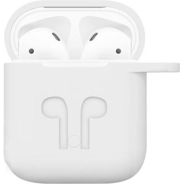Airpods iCoon Silicone Case Cover Hoesje geschikt voor Apple Airpods 1 / 2 - Wit