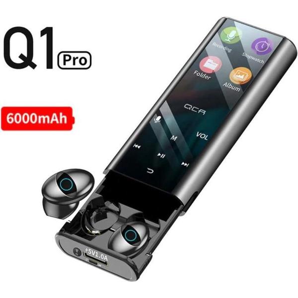 DrPhone Q1 Smart Pro Earbuds – Bluetooth Headsets – MP3 – Powerbank 6000mAh – Multifunctioneel - Zwart