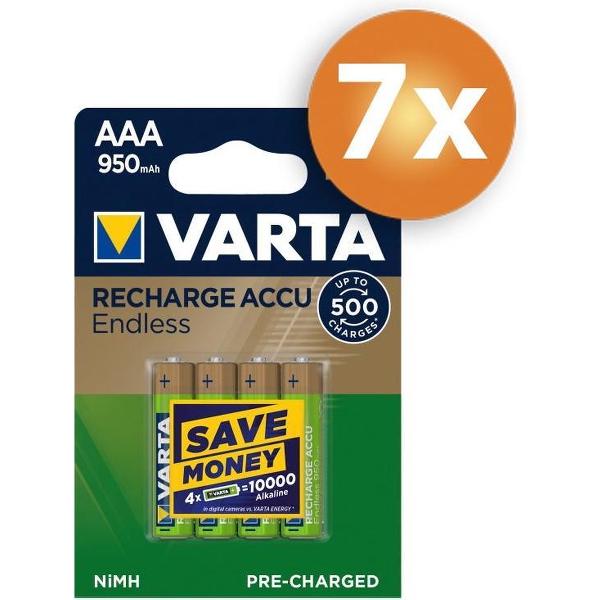 Varta Endless AAA 950mAh oplaadbare batterijen - 28 stuks