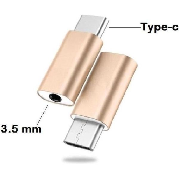 3.5mm Jack Koptelefoon Kabel Type-C naar USB C naar 3.5 Mm AUX Hoofdtele Goud