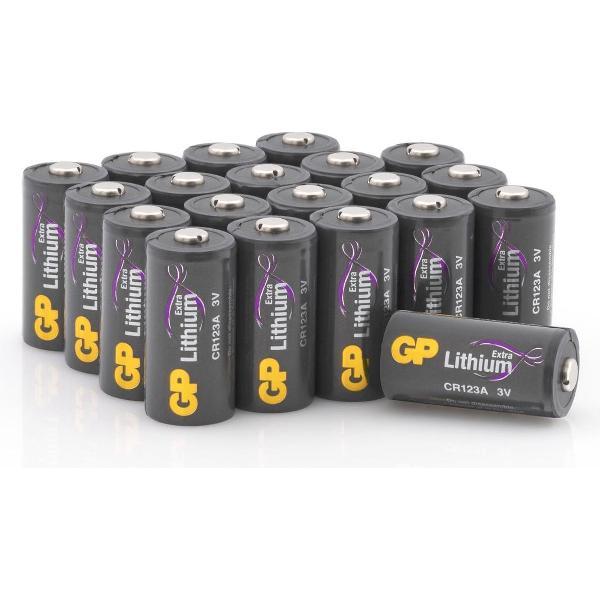 GP Extra Lithium batterijen CR123A 3V batterij CR123 - 20 stuks, in plasticvrije verpakking