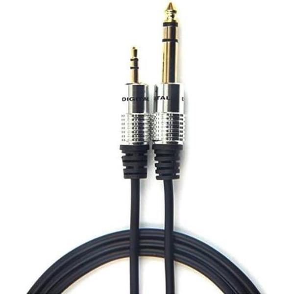Drphone DXR® 3.5mm naar 6.3mm stereo audio adapter verloop plug coverter kabel - hoge kwaliteit - silver
