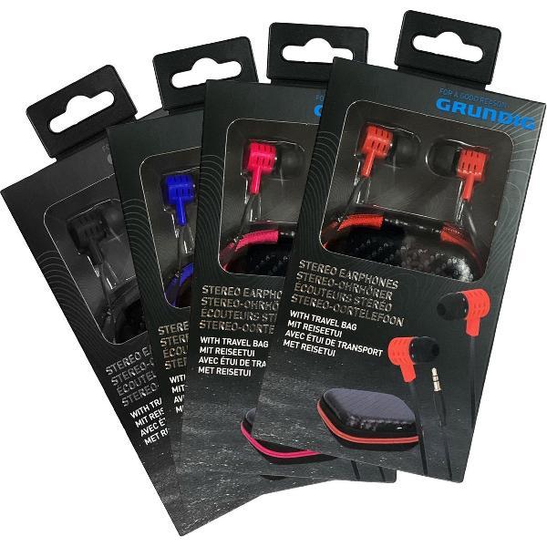 Grundig stereo hoofdtelefoon met reisetui (1.2 m draad, rood)