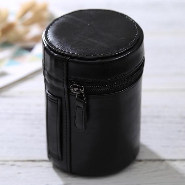 Medium lenshoes PU lederen etui met ritssluiting voor DSLR-cameralens, afmeting: 13x9x9cm (zwart)