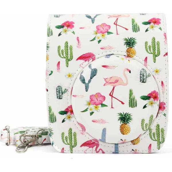 Flamingo Cactus patroon PU lederen beschermende camera tas voor FUJIFILM Instax Mini90 Camera
