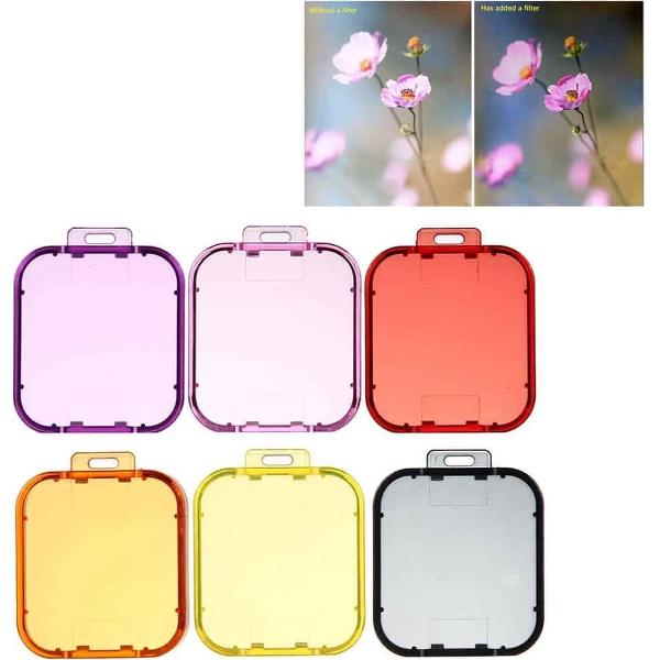 6 in 1 voor GoPro HERO5 Sport Actiecamera Professioneel Ingekleurd Lensfilter (Rood + Geel + Paars + Roze + Oranje + Grijs)