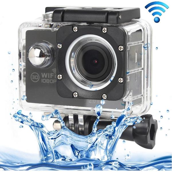 H16 1080P draagbare wifi waterdichte sportcamera, 2,0 inch scherm, Generalplus 4248, 170 A + graden groothoeklens, ondersteuning TF-kaart (zwart)