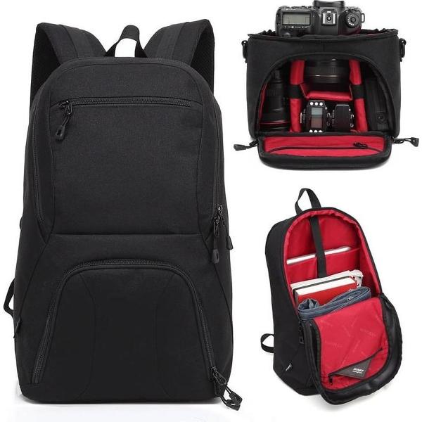 HUWANG 2 in 1 waterdichte rugzak + schokbestendig cameratas tas - Rood