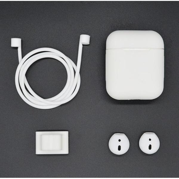 Anti Lost Strap & Case Hoes + Pods Hoesjes Voor Apple Airpods - Wit