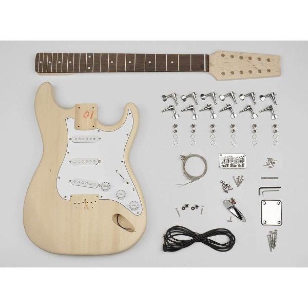 gitaar zelfbouwpakket, Stratocaster model, basswood body S-S-S frezing, 21 frets, 12-snarig model