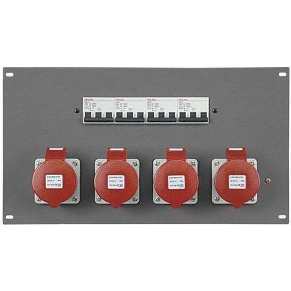 Showtec Showtec PDP-324F 19 inch paneel met 4 5-pins CEE 32A aansluitingen en 4 3-fase 32A circuitbreakers Home entertainment - Accessoires