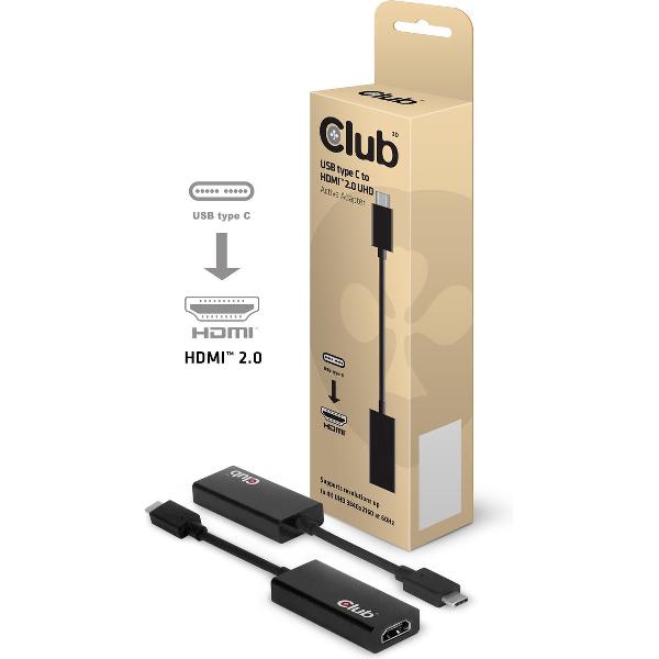 club3D CAC-1504 USB / HDMI Adapter [1x USB-C stekker - 1x HDMI-bus] Zwart 15.00 cm