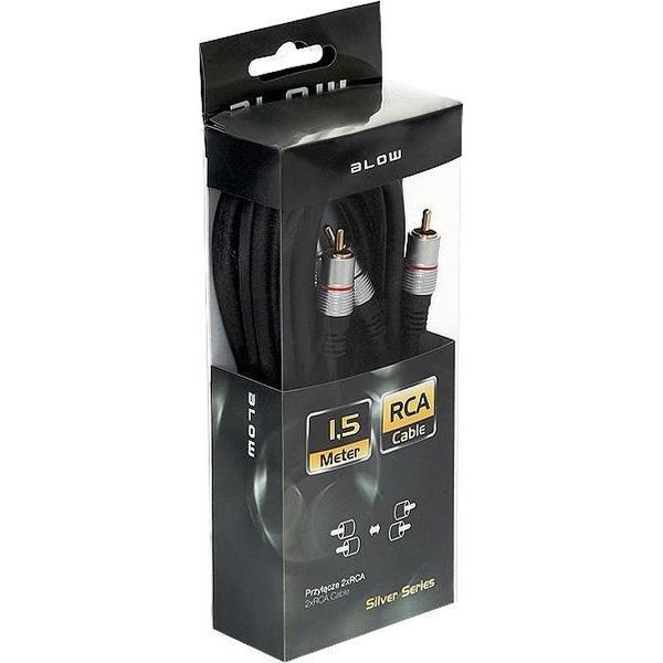 Tulp Audio Kabel 1,5 meter M-M Afgeschermd - Zwart Zilver Series