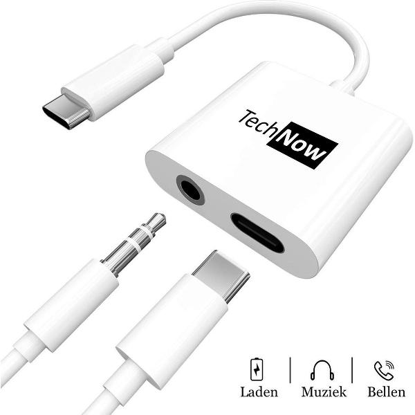 Audio en Oplaad Adapter met Aux 3.5mm Jack en USB-C Type-C aansluiting