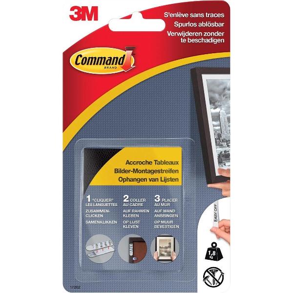 Command fotolijststrip, small, draagvermogen 1,8 kg, zwart, blister van 8 stuks