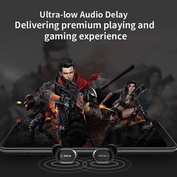 QCY QS2 TWS Bluetooth V5.0 Hoofdtelefoon 3D Stereo Sport Draadloze Koptelefoon met Dual Microfoon
