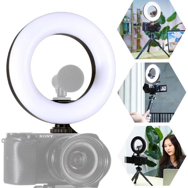 VIJIM VL64 Camera Ring Light - met ingebouwde accu