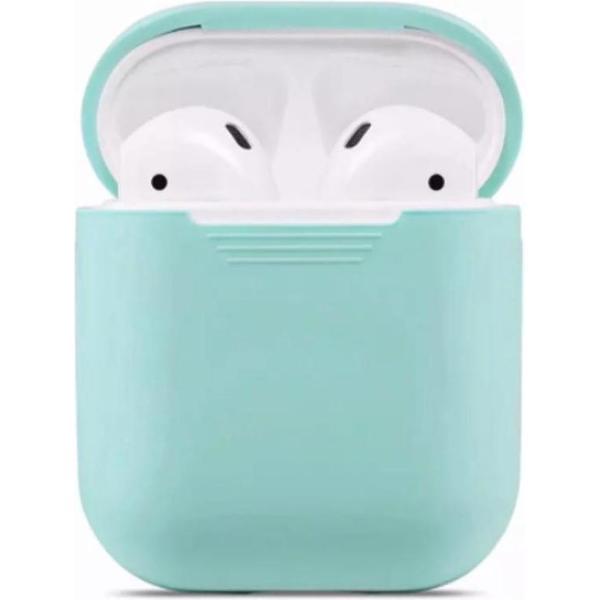 AirPods Hoesje - Siliconen Bescherm Case Hoesje - Mint Groen - Smartphonica