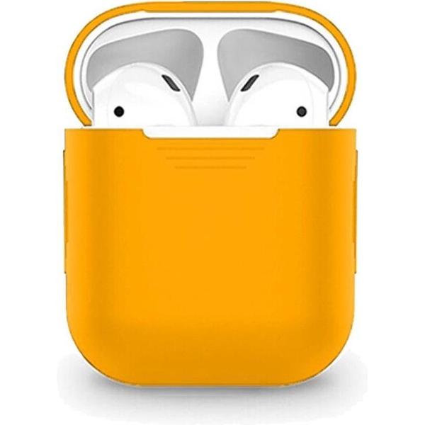 AirPods Hoesje - Siliconen Bescherm Case Hoesje - Oranje - Smartphonica