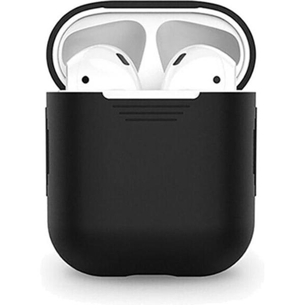 AirPods Hoesje - Siliconen Bescherm Case Hoesje - Zwart - Smartphonica
